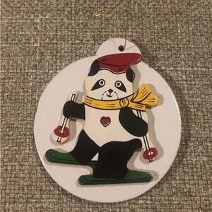 Vintage Christmas Panda Ornament